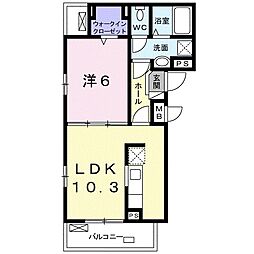 JR東海道・山陽本線 河瀬駅 徒歩3分の賃貸アパート 2階1LDKの間取り