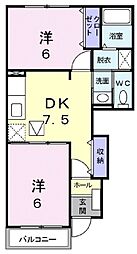 近江鉄道近江本線 愛知川駅 徒歩13分の賃貸アパート 1階2DKの間取り