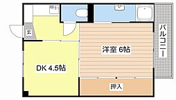 JR北陸本線 田村駅 徒歩35分の賃貸マンション 1階1DKの間取り