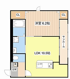 JR草津線 甲賀駅 徒歩12分の賃貸アパート 1階1LDKの間取り