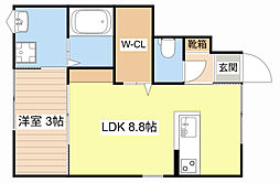 近江鉄道近江本線 高宮駅 徒歩16分の賃貸アパート 1階1LDKの間取り