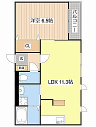 JR東海道・山陽本線 守山駅 3.6kmの賃貸マンション 3階1LDKの間取り