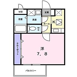 JR北陸本線 長浜駅 4kmの賃貸アパート 1階1Kの間取り
