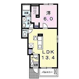 近江鉄道近江本線 長谷野駅 3.9kmの賃貸アパート 1階1LDKの間取り