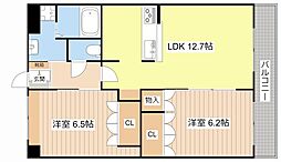 JR東海道・山陽本線 南彦根駅 徒歩23分の賃貸マンション 3階2LDKの間取り