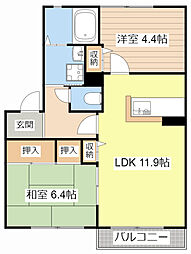 JR東海道・山陽本線 栗東駅 徒歩18分の賃貸アパート 2階2LDKの間取り