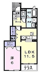 JR北陸本線 長浜駅 3.5kmの賃貸アパート 1階1LDKの間取り