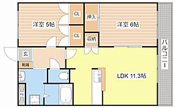 JR湖西線 和邇駅 徒歩3分の賃貸アパート 2階2LDKの間取り