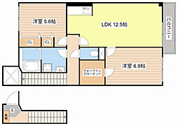 JR湖西線 新旭駅 徒歩2分の賃貸アパート 2階2LDKの間取り