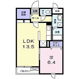 JR北陸本線 長浜駅 徒歩29分の賃貸マンション 1階1LDKの間取り