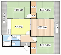 JR東海道・山陽本線 彦根駅 徒歩27分の賃貸マンション 3階4Kの間取り