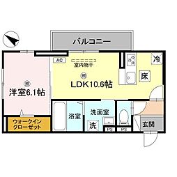 BRANSIA出町 1階1LDKの間取り