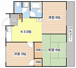レークマンション 603 6階3Kの間取り