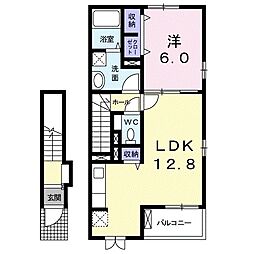 ブローテ 2階1LDKの間取り