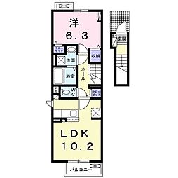 坂本3丁目アパート 2階1LDKの間取り