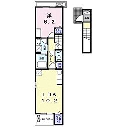 プリマヴェール　Ｍ 2階1LDKの間取り