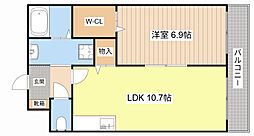 アースマーシマンションII 2階2LDKの間取り