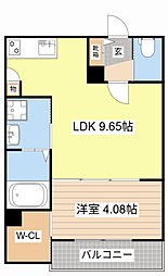 moani 3階1LDKの間取り