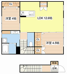 ソアレ 2階2LDKの間取り