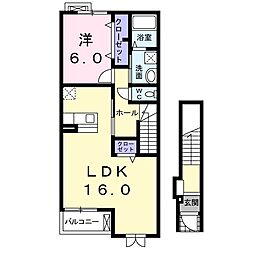 エル・ハート 1LDKの間取図画像