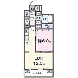 近江八幡市本町4丁目アパート 1LDKの間取図画像