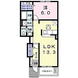 ルガル・ボニート2 1LDKの間取図画像