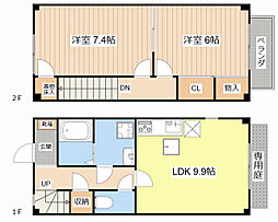ボヌール水郷B棟 2LDKの間取図画像