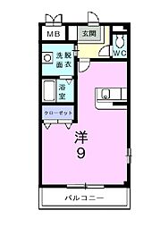 ベルメゾン 1Kの間取図画像