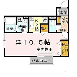 ベルコート木ノ座 1Kの間取図画像