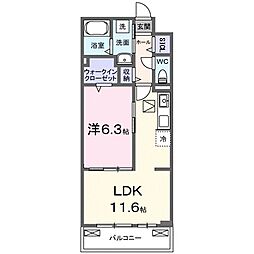 岡アパート(028570001) 1LDKの間取図画像