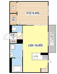 シャーメゾンリーリエF 1LDKの間取図画像