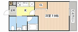 ALEGRIA瀬田 1Kの間取図画像