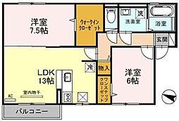 グレイスソシアキトロ 2LDKの間取図画像
