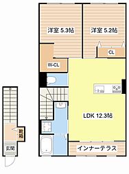 メゾンベイリーフ 2LDKの間取図画像