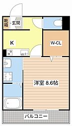 シャーメゾン138 1Kの間取図画像
