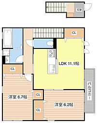 モンメゾン 2LDKの間取図画像