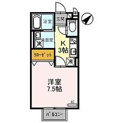 コリーナ 1Kの間取図画像