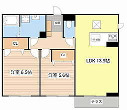 シャーメゾン池州 みらいエコ対象物件 2LDKの間取図画像