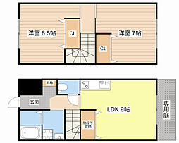 ボナンザ宇川 1階2DKの間取り