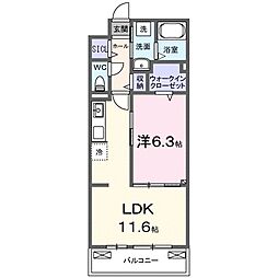 リ：ルーム　東近江 3階1LDKの間取り