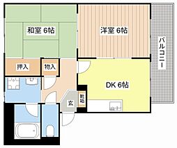 Sunny Place 1階2DKの間取り