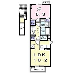 坂本3丁目アパート 2階1LDKの間取り