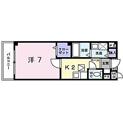 ラック　ペーシュ 1階1Kの間取り