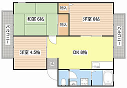 ルミエールK 2階3DKの間取り