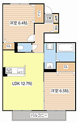 ラ　フォンテ 1階2LDKの間取り