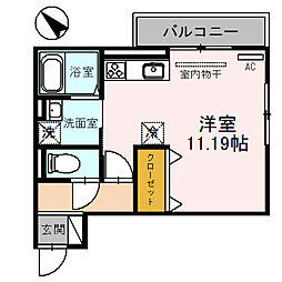 Ciel　Blue　Moriyama　(シエルブルーモリヤマ 3階ワンルームの間取り