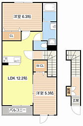 サザンクロス 2階2LDKの間取り