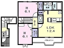 カーサグランデ 2階2LDKの間取り