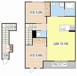 Lira Cuore 2階2LDKの間取り
