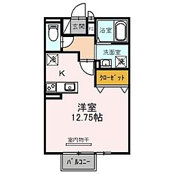 サンローズ　Ｂ棟 2階ワンルームの間取り